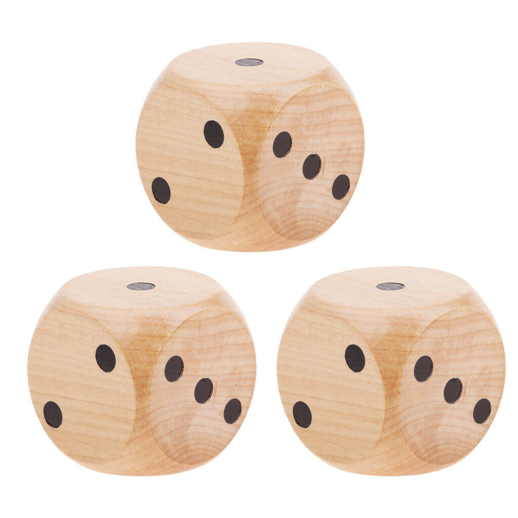 3Pcs Creative Wooden D6 Dice 5cm Role Playing for DND RPG Math Teaching