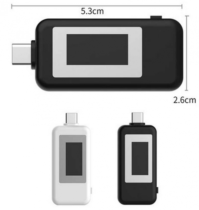 2Pcs Usb C Two-Way Current Tester Voltmeter Ammeter Voltmeter and Current Meter