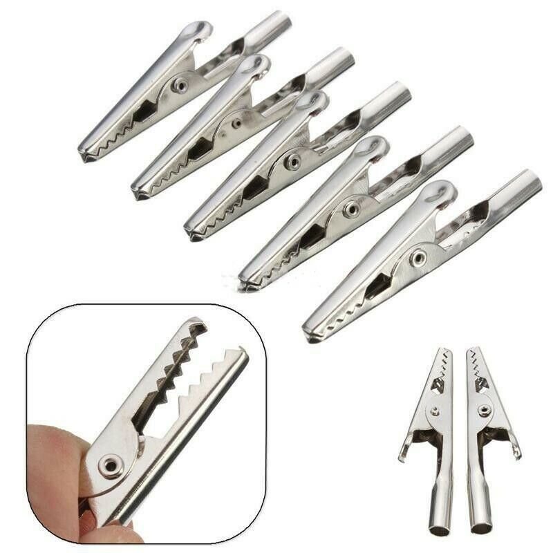 20Pcs Single Prong Alligator Clips With Teeth Aligator Stainless Steel Clip Test