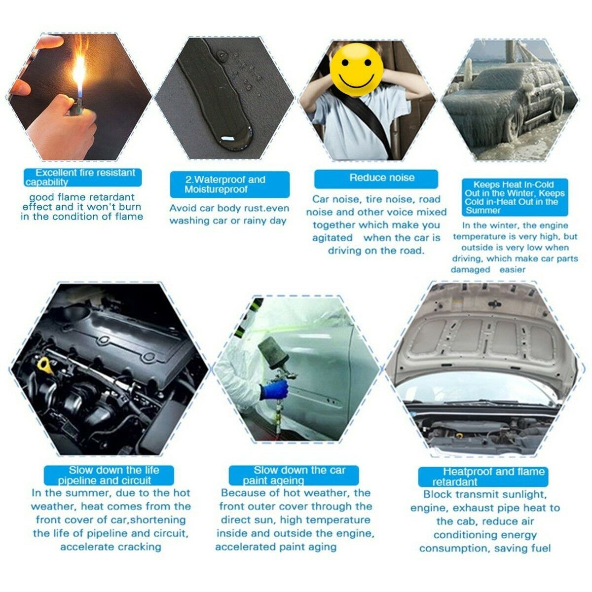 12Pcs 5mm Car Heat Shield Firewall Sound Proof Deadener Insulation Deadening Mat