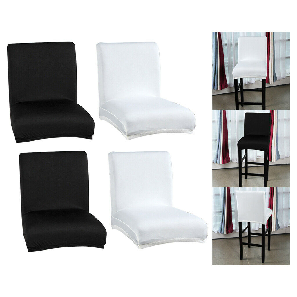 4pcs Chair Seat Cover Stool Slip Covers Black &