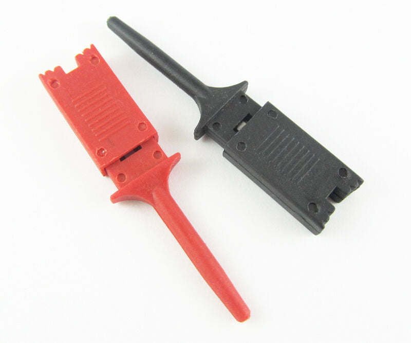 4Pairs Red+Black Grabbers Probes SMD SMT IC Test Hook Clip Flat Small Size 49mm