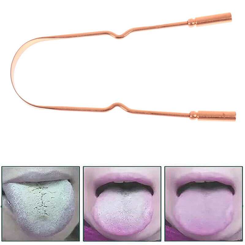 Pure Copper Tongue Scraper Oral Cleaner Brush Fresh Cleaning Hygiene Care.l8