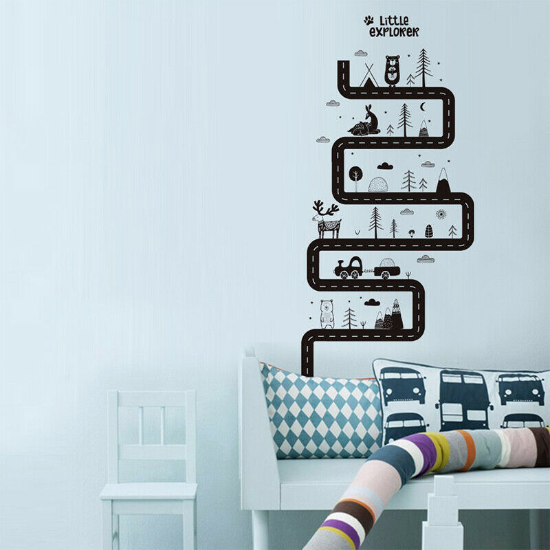 Cartoon Animal Car Road Wall Stickers for Kids room Vinyl Removable Art M.l8