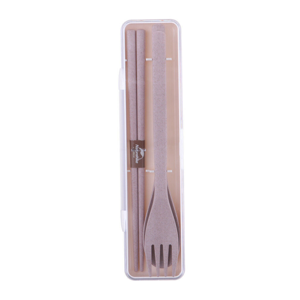 3pcs Travel Outdoor Spoon Fork Chopsticks Tableware Set with Case pink