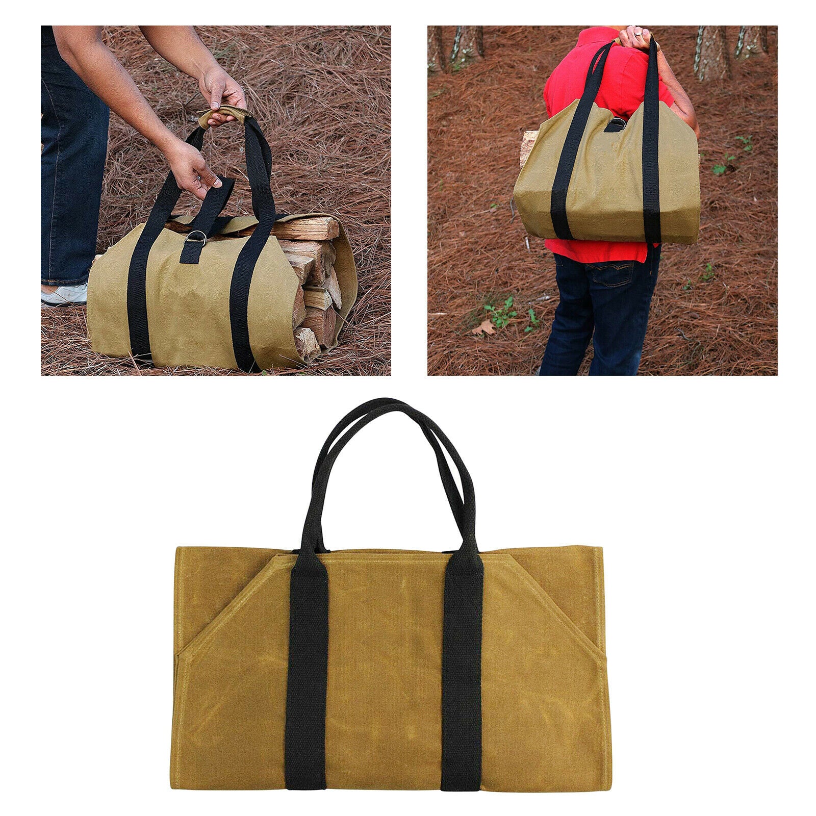 Log Carrier Bag Camping Firewood Holder Heavy Duty Tote Bag for BBQ Barbecue