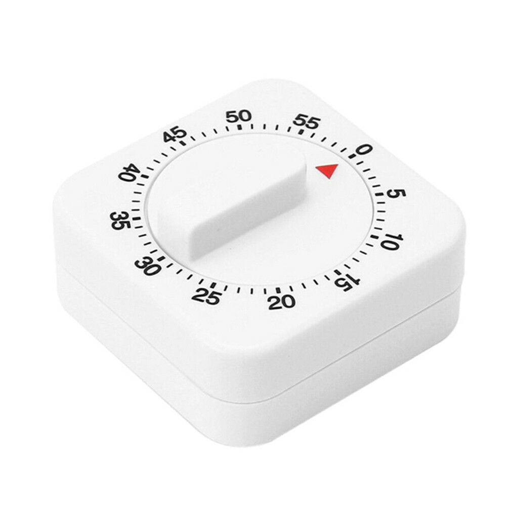 White Square 60-Minute Mechanical Timer Reminder Counting For Kitchen Nove.l8