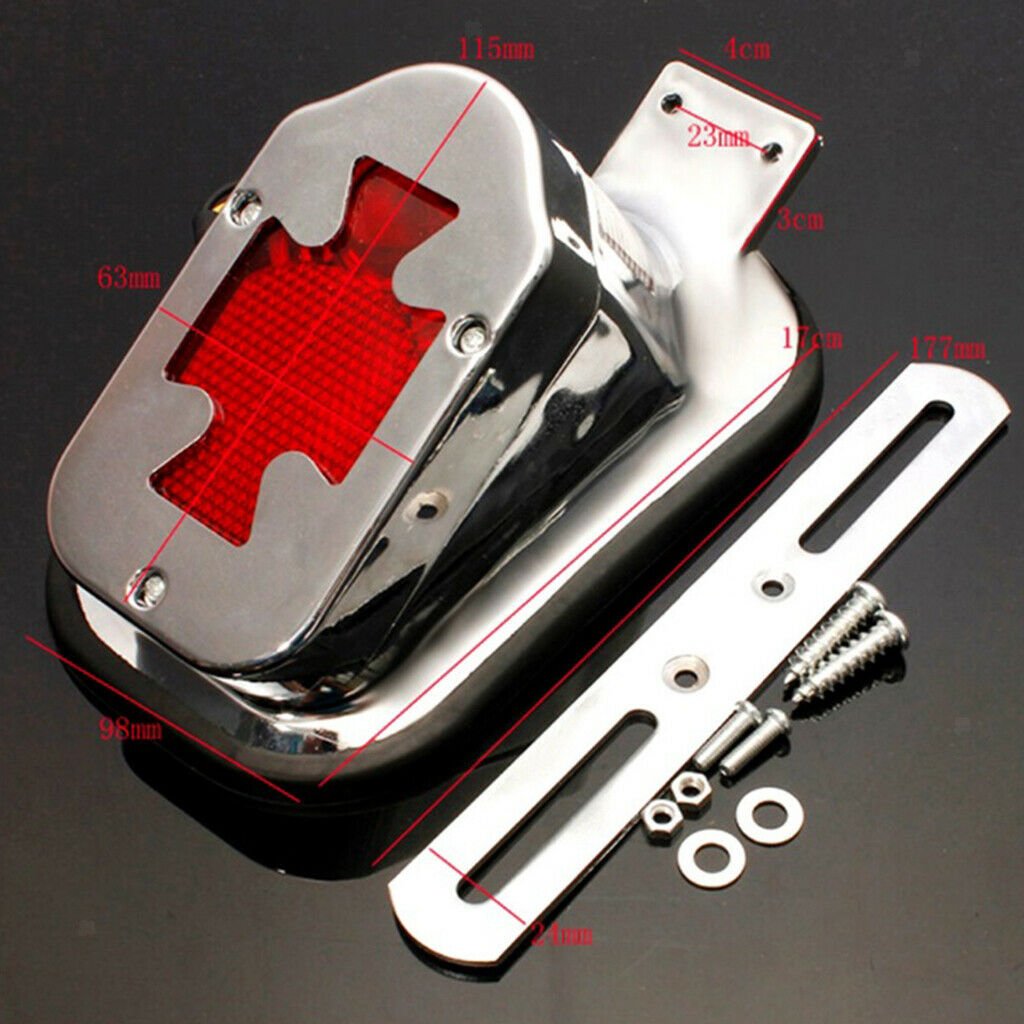 Motorcycle Rear Brake Tail Light Red 12V Universal License Plate Light