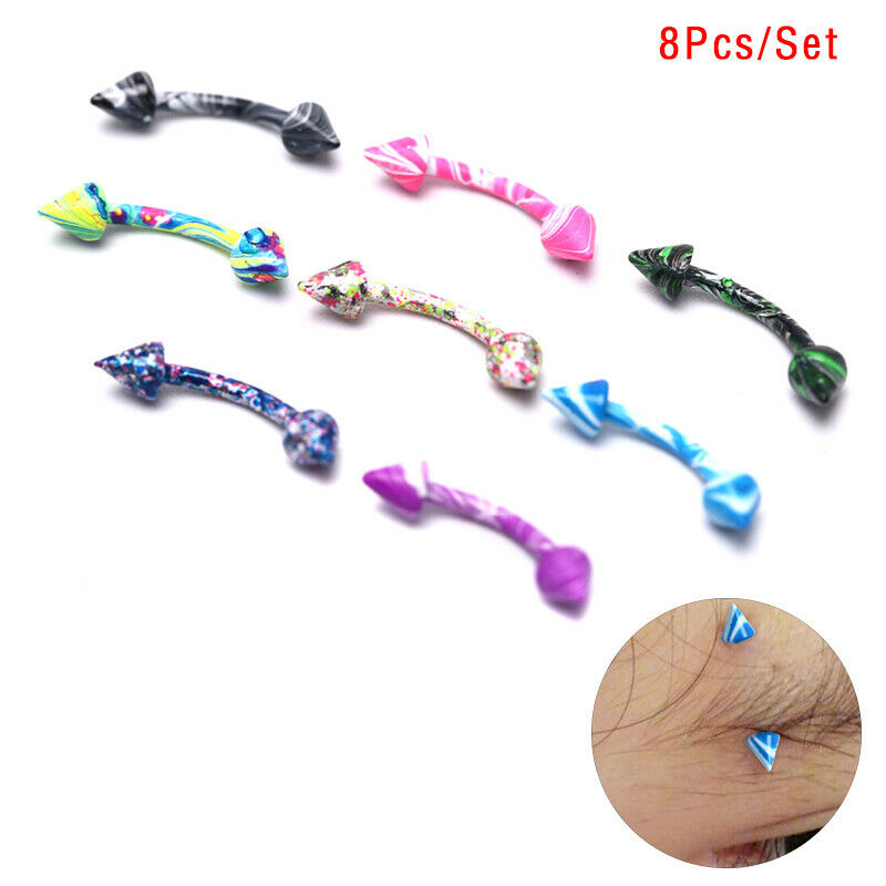 8Pcs/Set Stainless steel Eyebrow Belly Navel Ring Bar Body Piercing Jewel.l8
