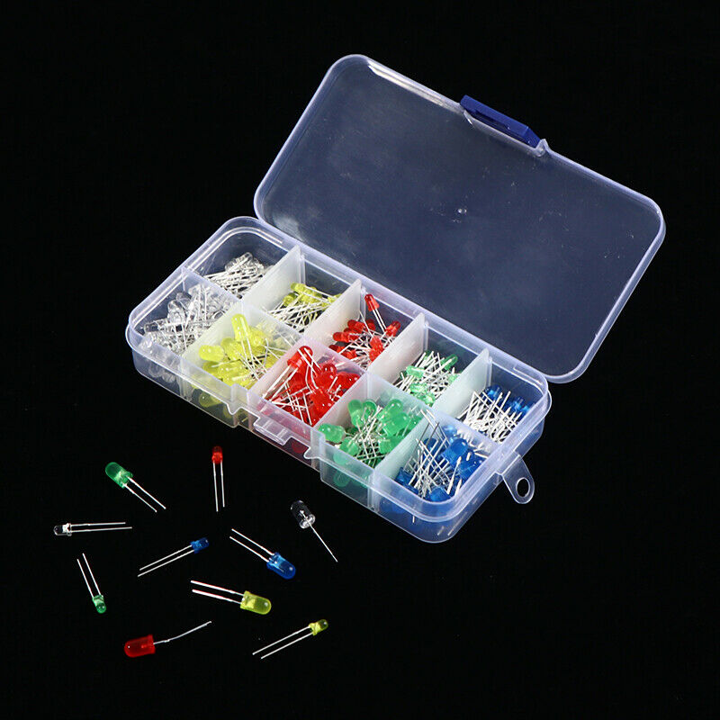 200pcs 3V 20mA Colorful Diodes 3mm LED Light Assorted Kit DIY LEDs Diode SetSJC