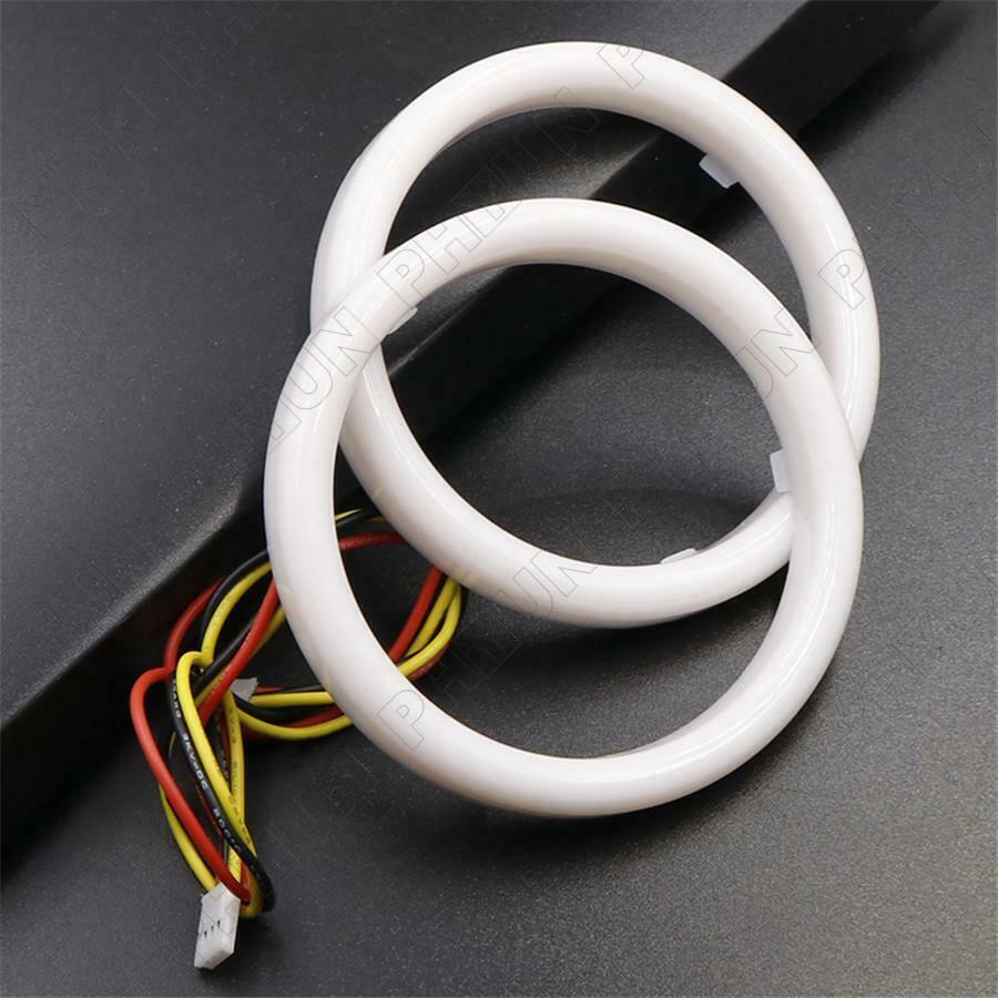 2x Car White Amber 100 MM LED Angel Eyes Halo Rings Headlight DRL Light Retrofit