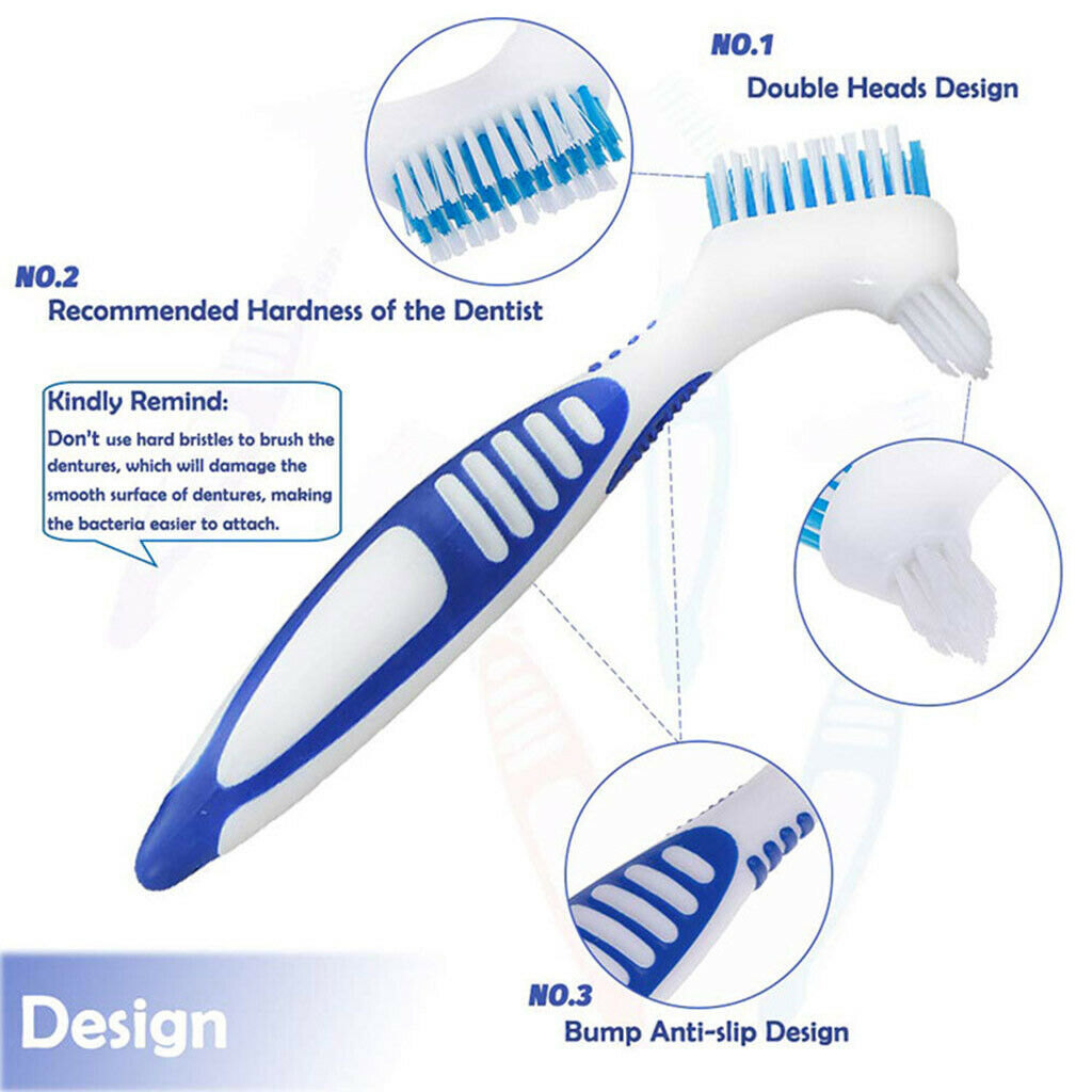 8Pcs Denture Brushes Set Bristles Y-Shape Dental Stains Remover Toothbrush