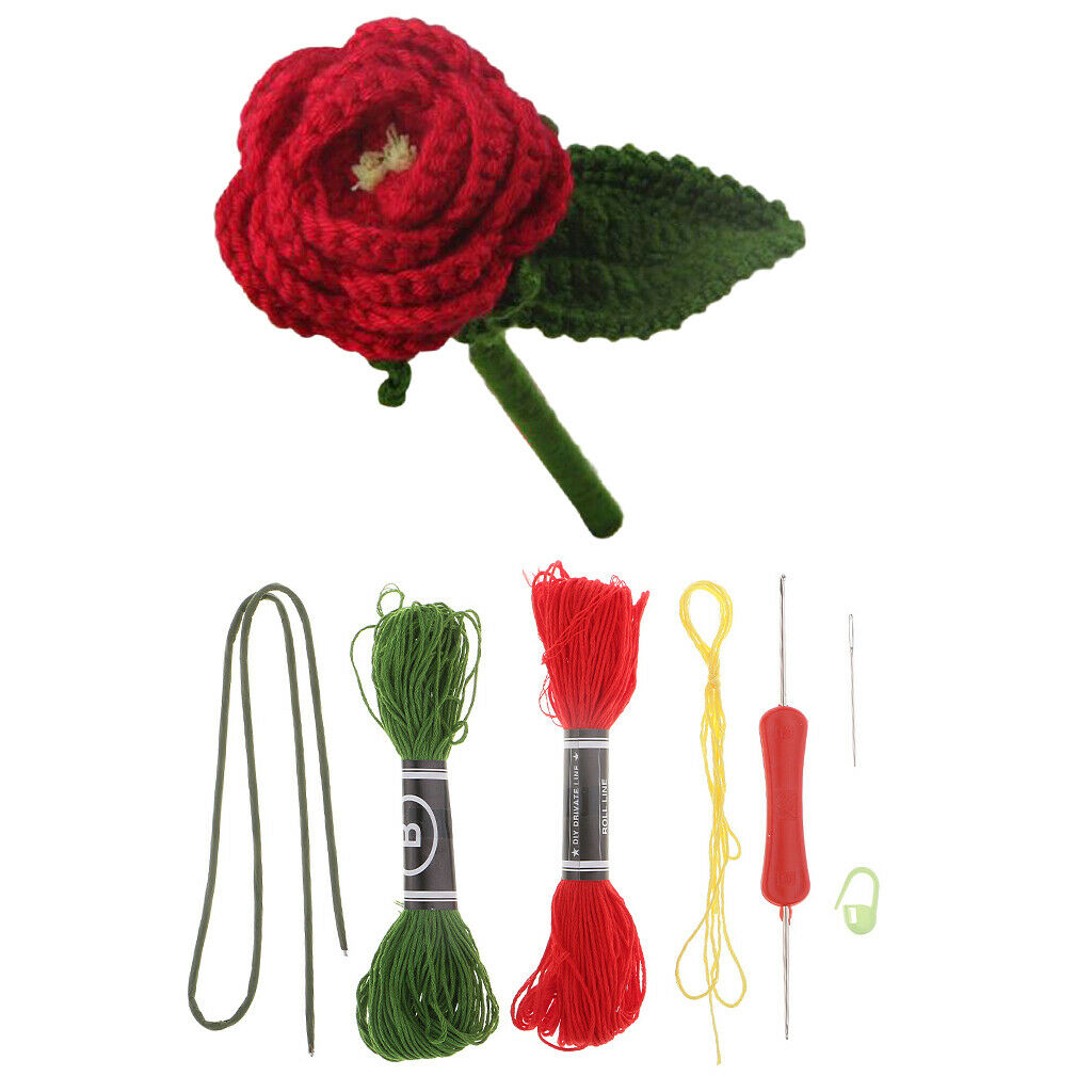DIY Crochet Kits Red Rose Sewing Material Package For Adults Crochet Lovers