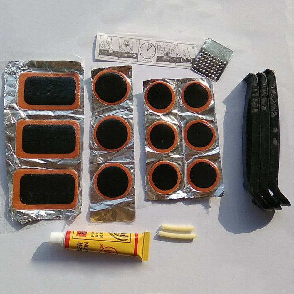 Portable Mountain Bike Tire Repair Tools Kit Patch Tyre Lever Glue Tool Set @