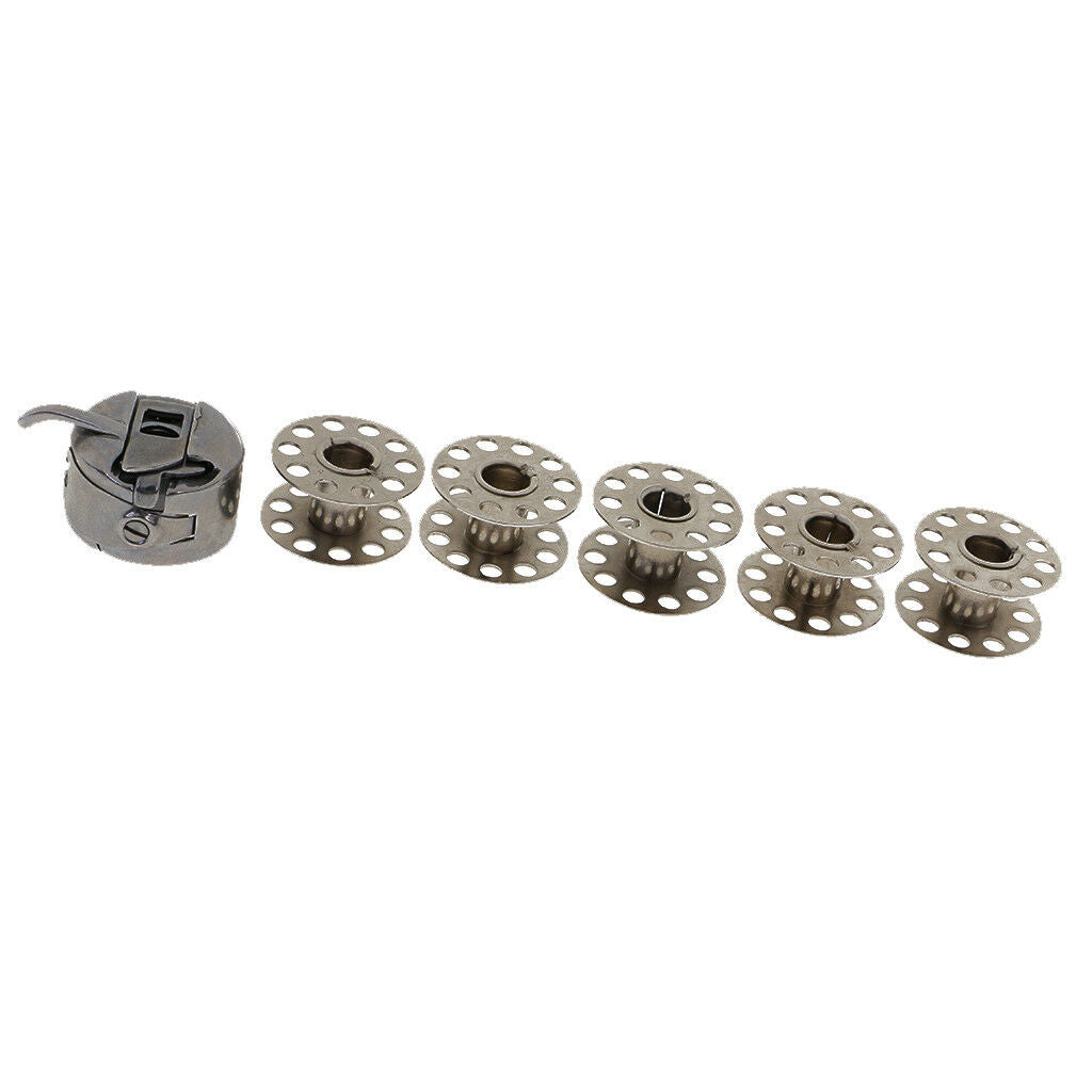 6Pcs Stainless Steel Sewing Machine Bobbins Empty Spools Thread Reels