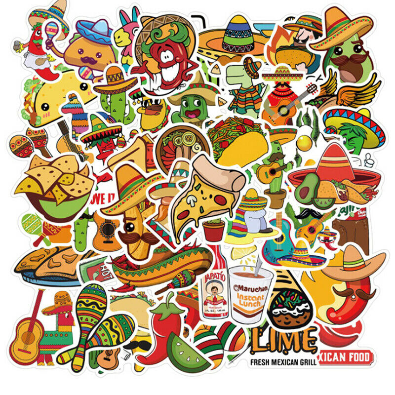 Mexican Style Food Stickers For Car Laptop Guitar Skateboard Diary Sticke.l8