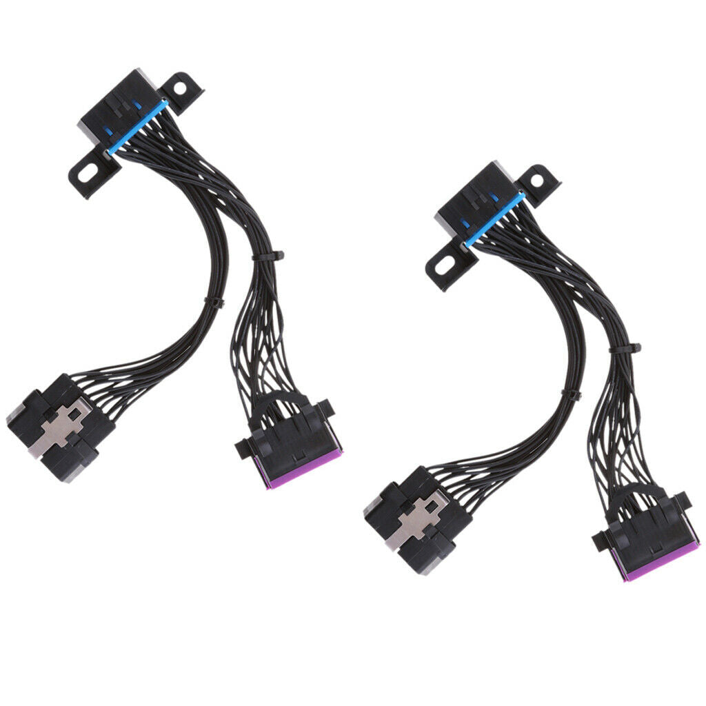 2 Pcs 16-Pin OBD2 OBDII Y Splitter Male to Female Connector Extension Cable