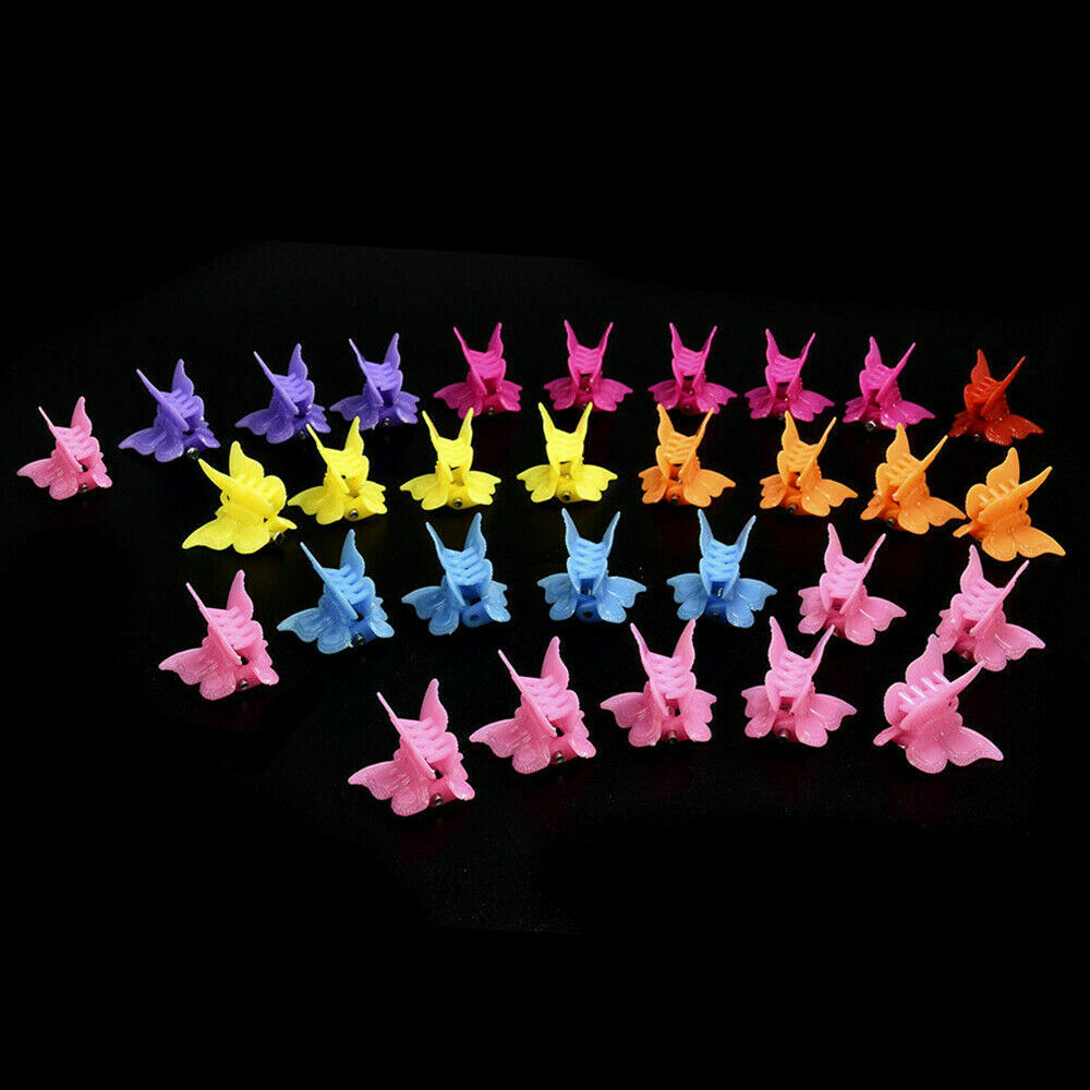 20 Packs Assorted Color Butterfly Hair Clips Women Girls Beautiful Mini New