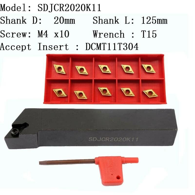 SDJCR2020K11 Lathe External Turning Tool Holder +DCMT11T304 BP010 Turning insert