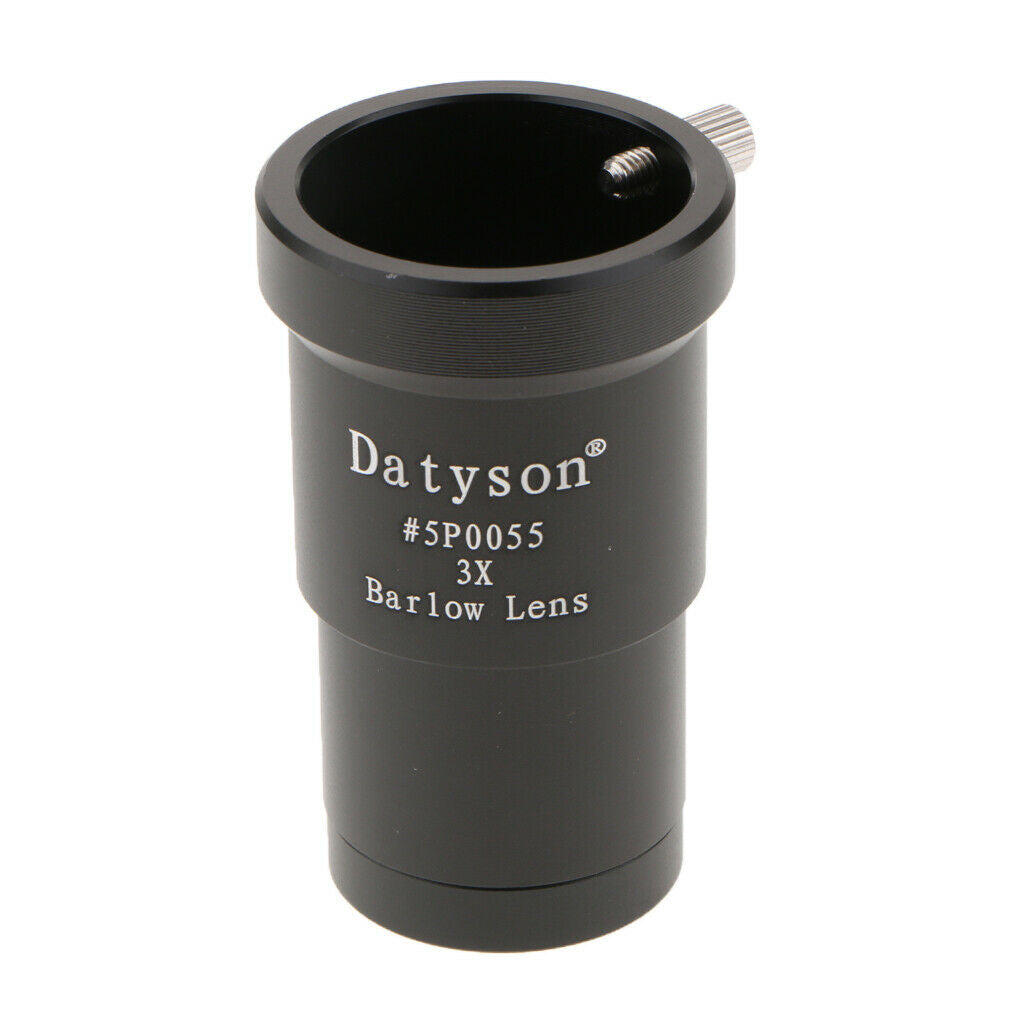 1.25” 31.7mm 3X Magnification Metal Barlow Lens for Telescope Eyepiece Black