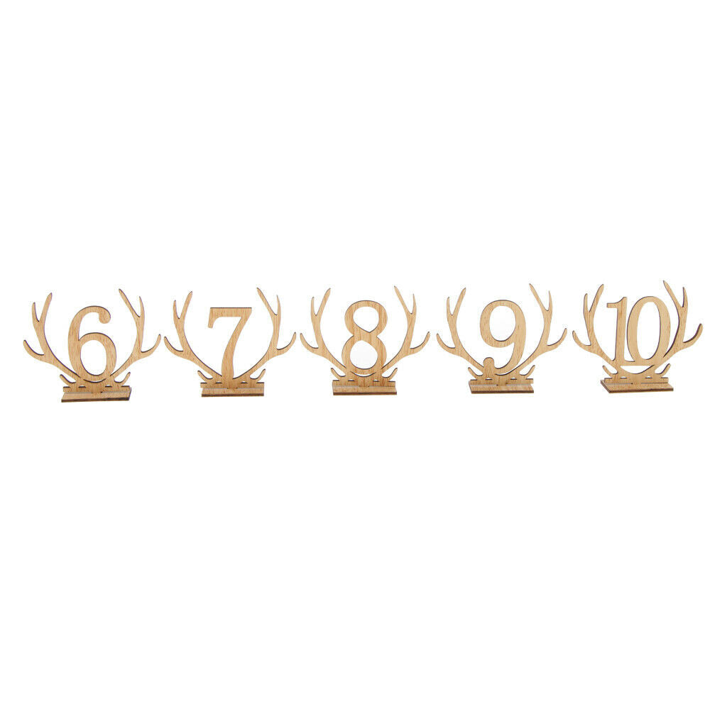 Wooden Antler Freestanding 1-20 Table Number Sign Stand Wedding Table Decor