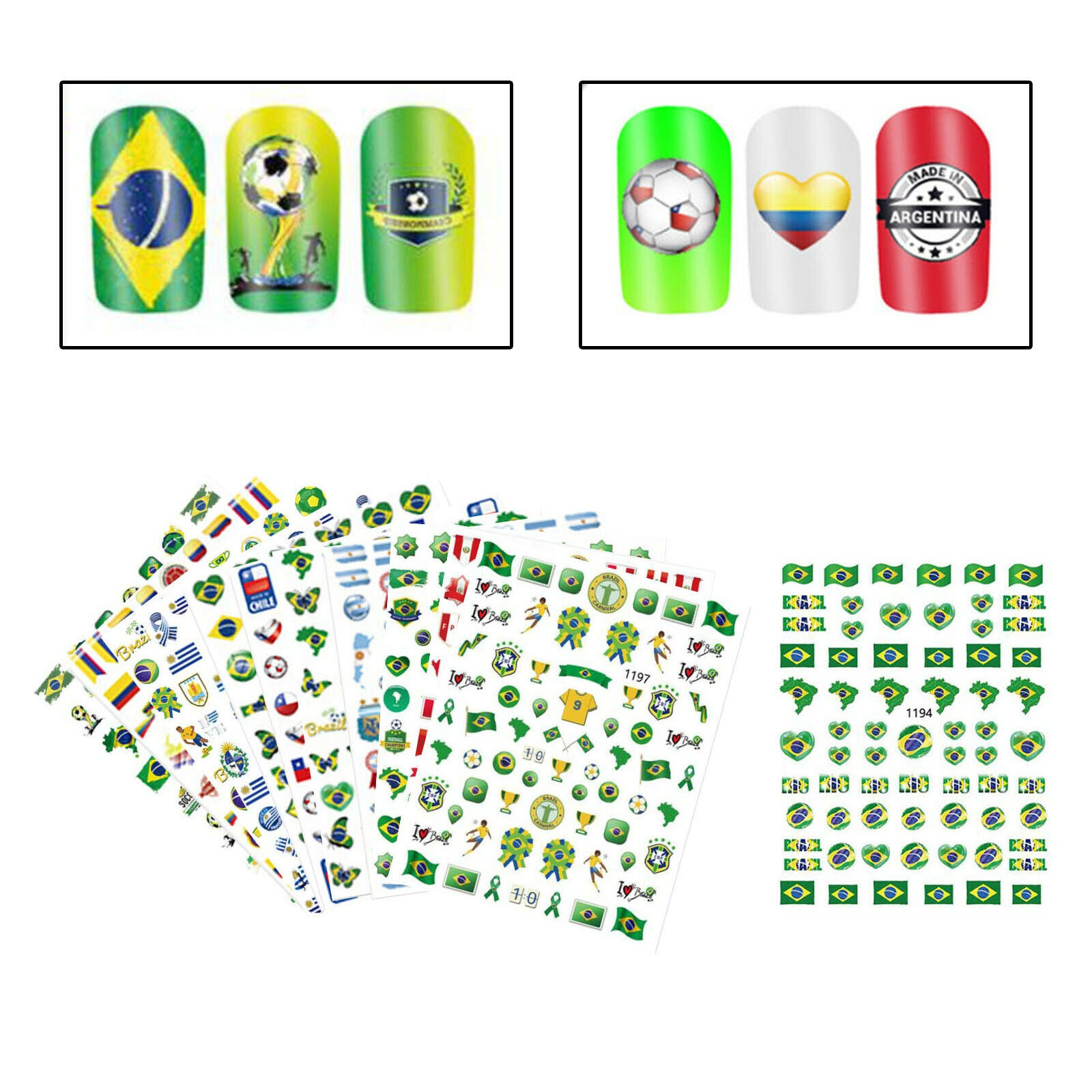 New Women Football Elements Flag Nail Art Decoration Stickers Decals Decor