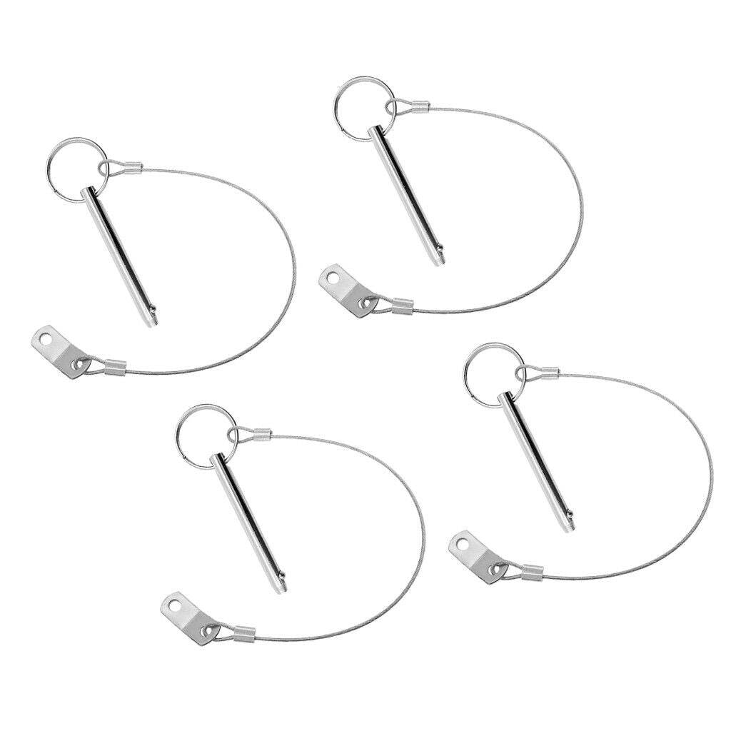 4x Quick Release Pin with 240mm Lanyard for Boat Deck Hinge/Jaw Slide Clamp