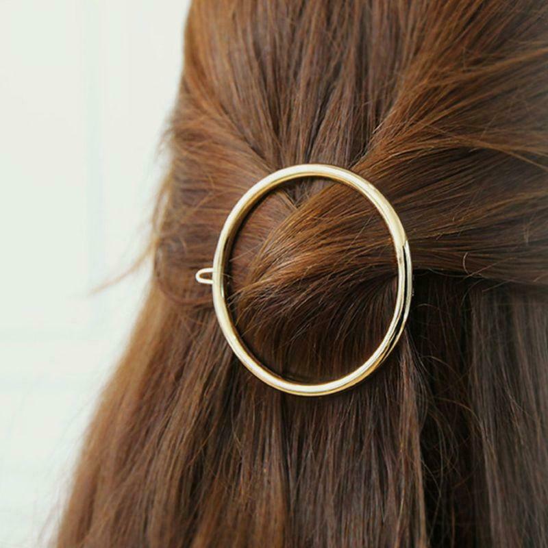 1Pc Women Girls Metal Alloy Circle Hairgrip Barrette Round Shape Hair Clip Hoop