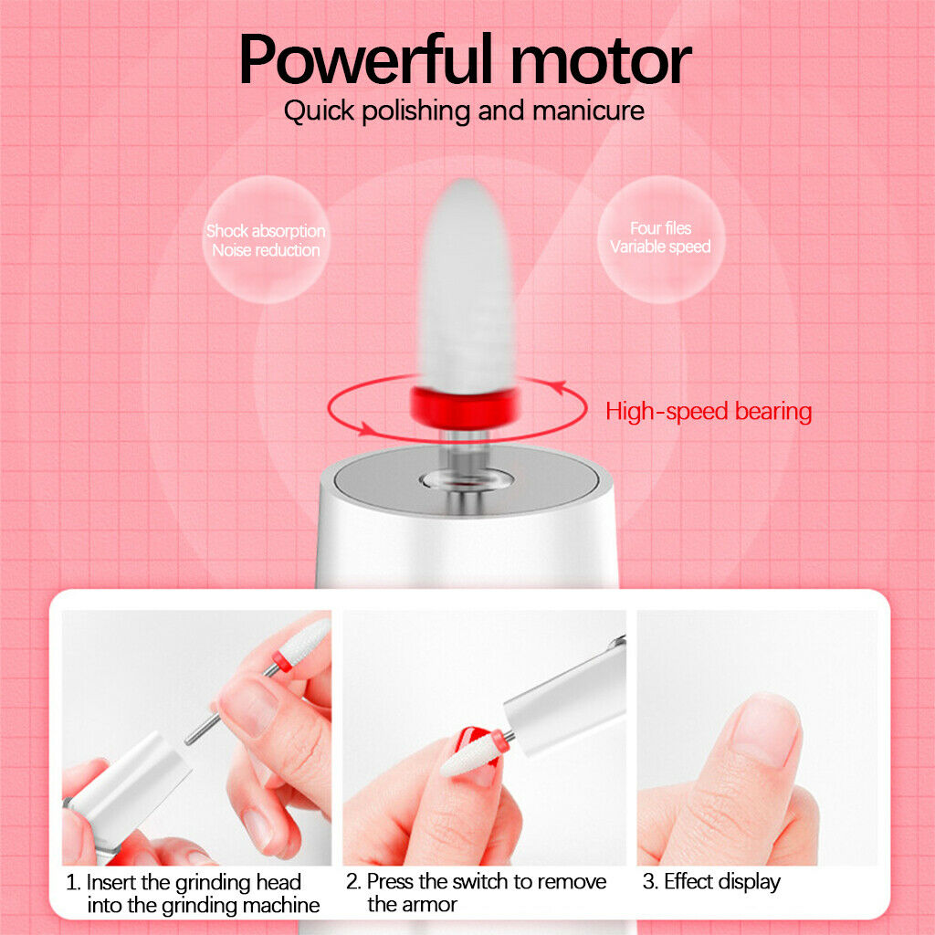 Nail Drill Machine Equipment USB for Acrylic Polishing Shape Callus Remover