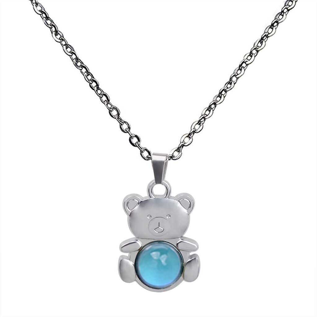 Charm Color-changing Mood Necklace Bear-shaped Pendant Women Banquet Jewelry