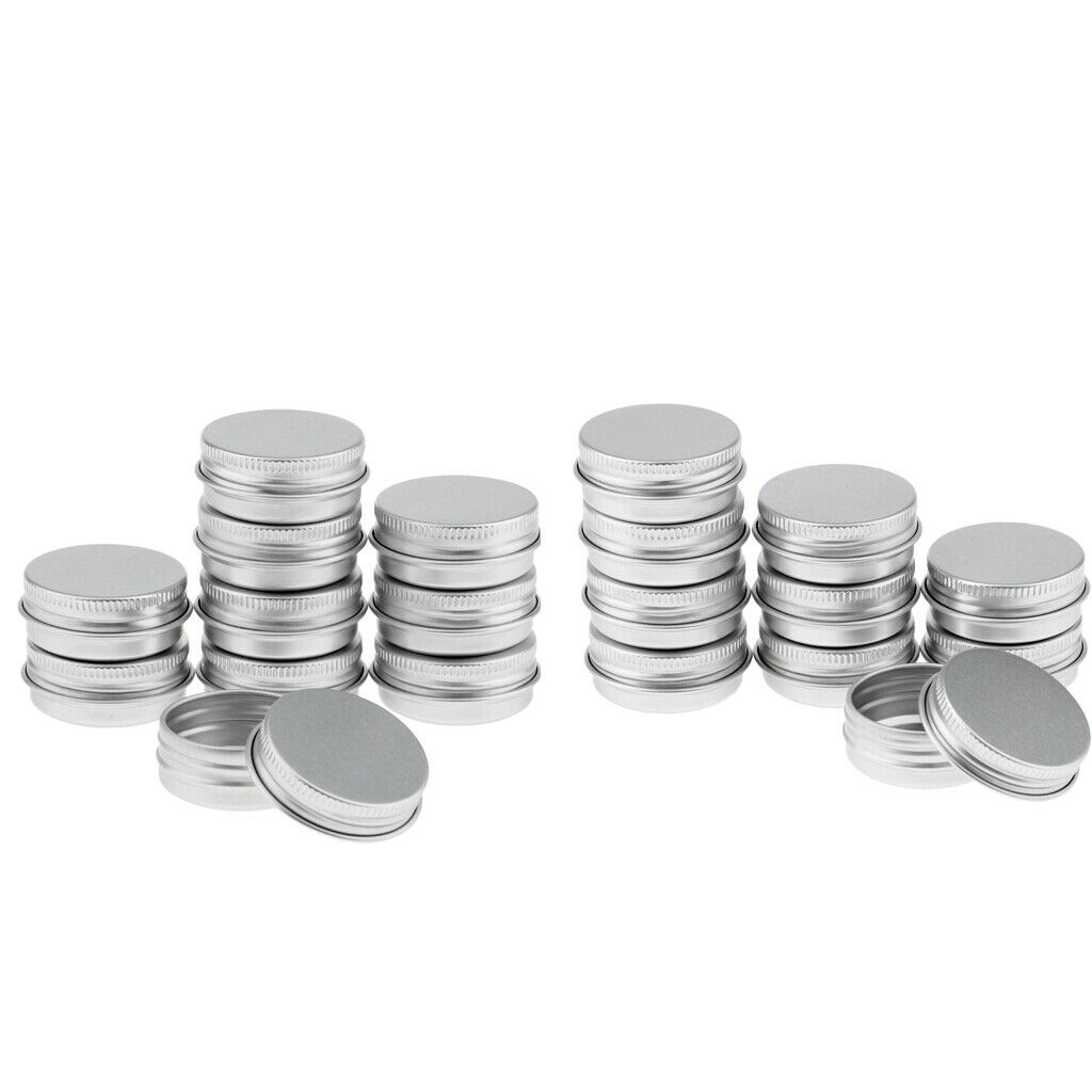 Lots 20 15ml Aluminium Makeup Lip Balm Tins Lotion Candles Powder Beads Jar