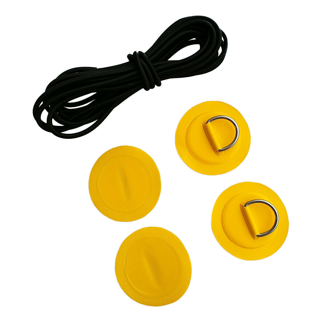 4Pcs Inflatable Boat Dinghy Kayak Canoe D- Patch Pad with Shock Bungee Cord