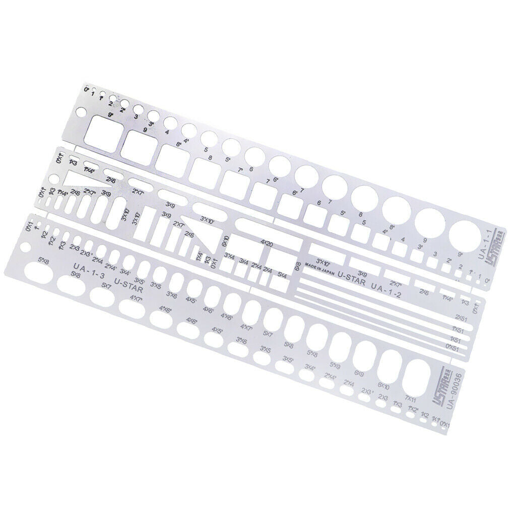 13.2cm Metal Hollow Out Modeling Engraved Scribe Line Aircraft Tools Ruler Kit