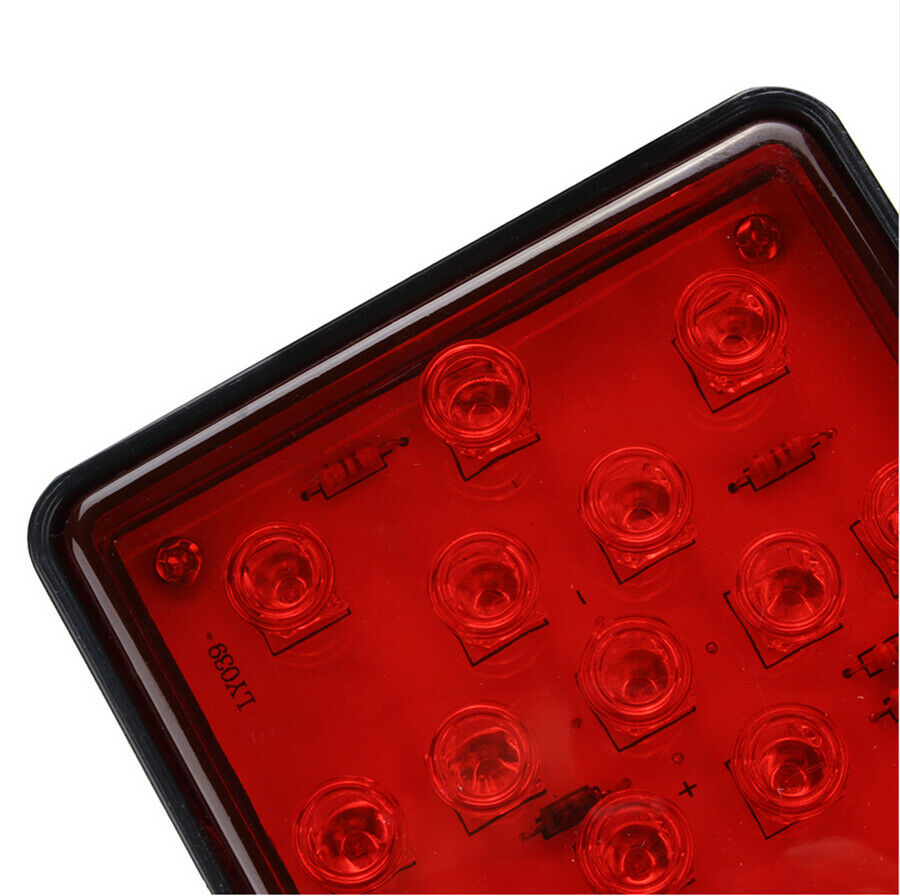 Universal 2" Car Trailer Truck 15 LED Brake Tail Light Square Brake Lights