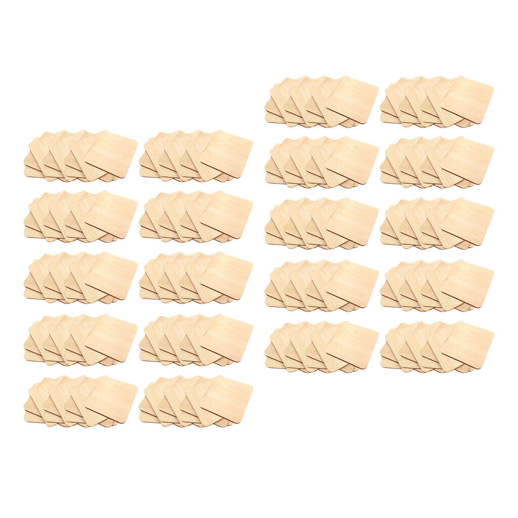 200Pcs Square Natural Smooth Wooden Pieces Wood Board DIY Craft 0.8inch