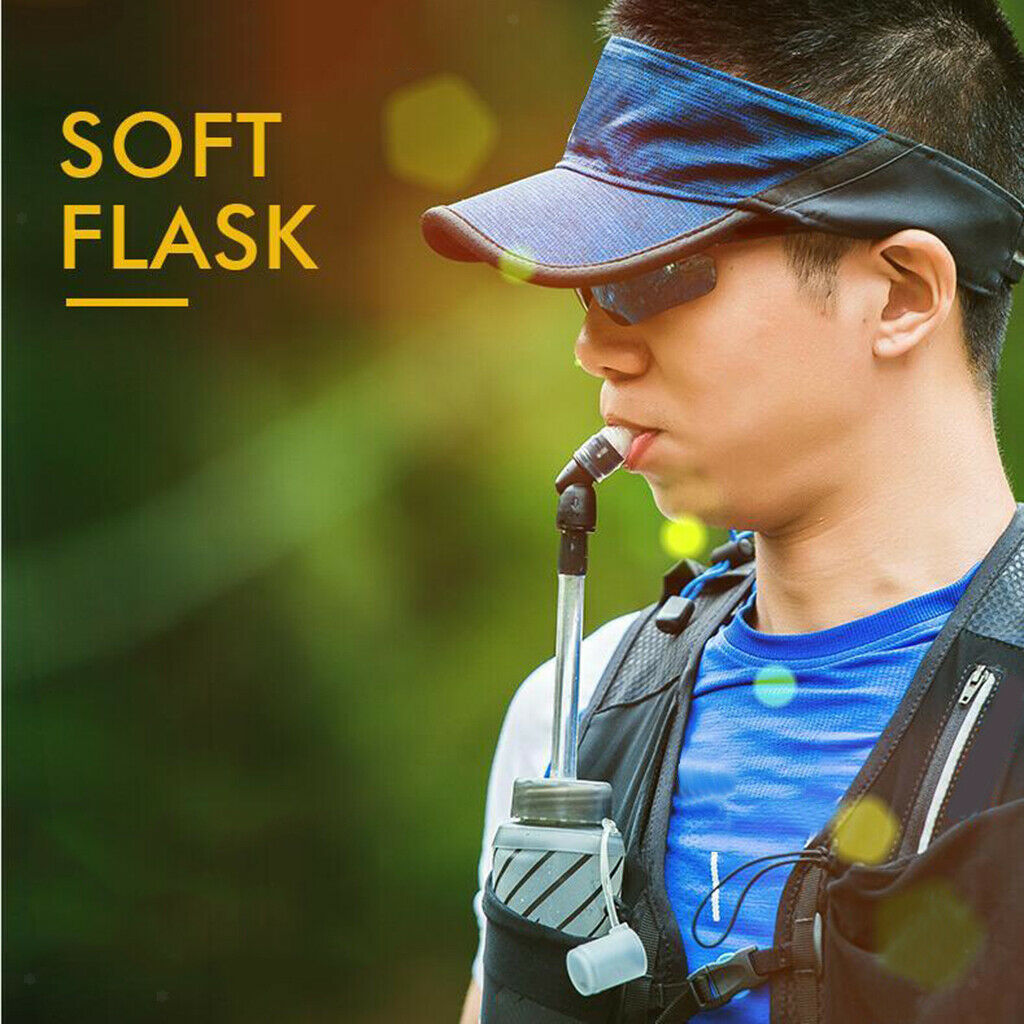 2Pcs TPU Soft Flask Running Collapsible Water Drinking Bottles for Hiking 500ML