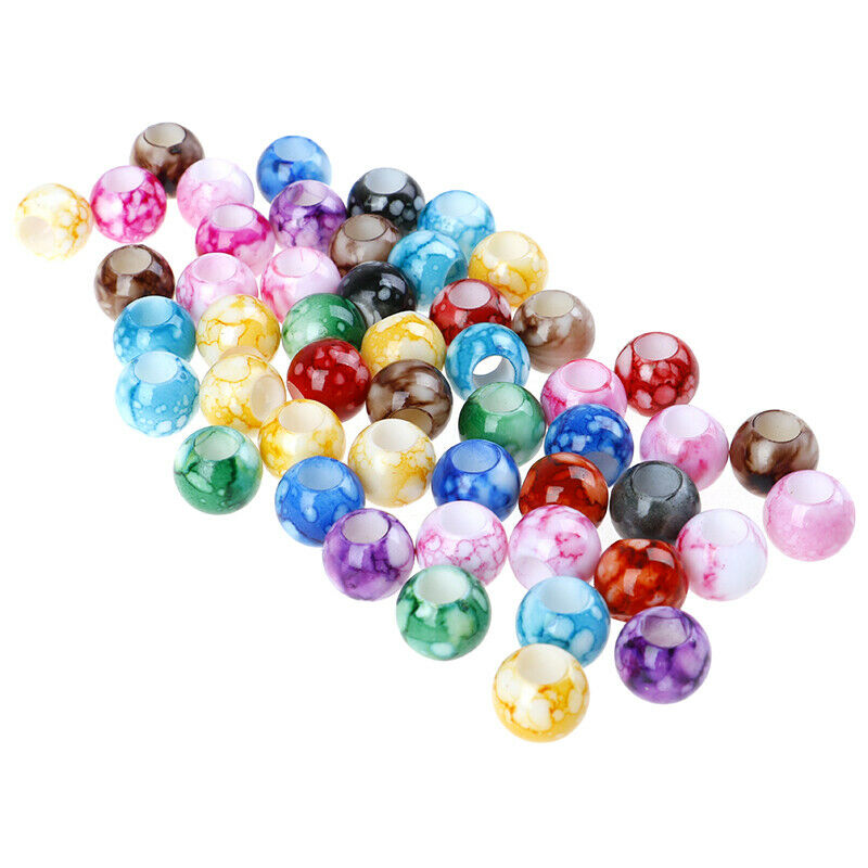 50x Acrylic Round Hair Beads Braids Diy Dreadlock Beads Hair Extension Je.l8