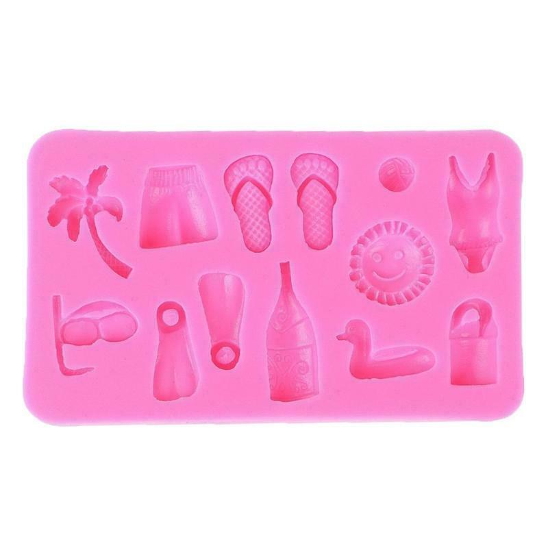 Beach Series Square Fondant Silicone Material Mold Slippers Swimsuit Cake Decors