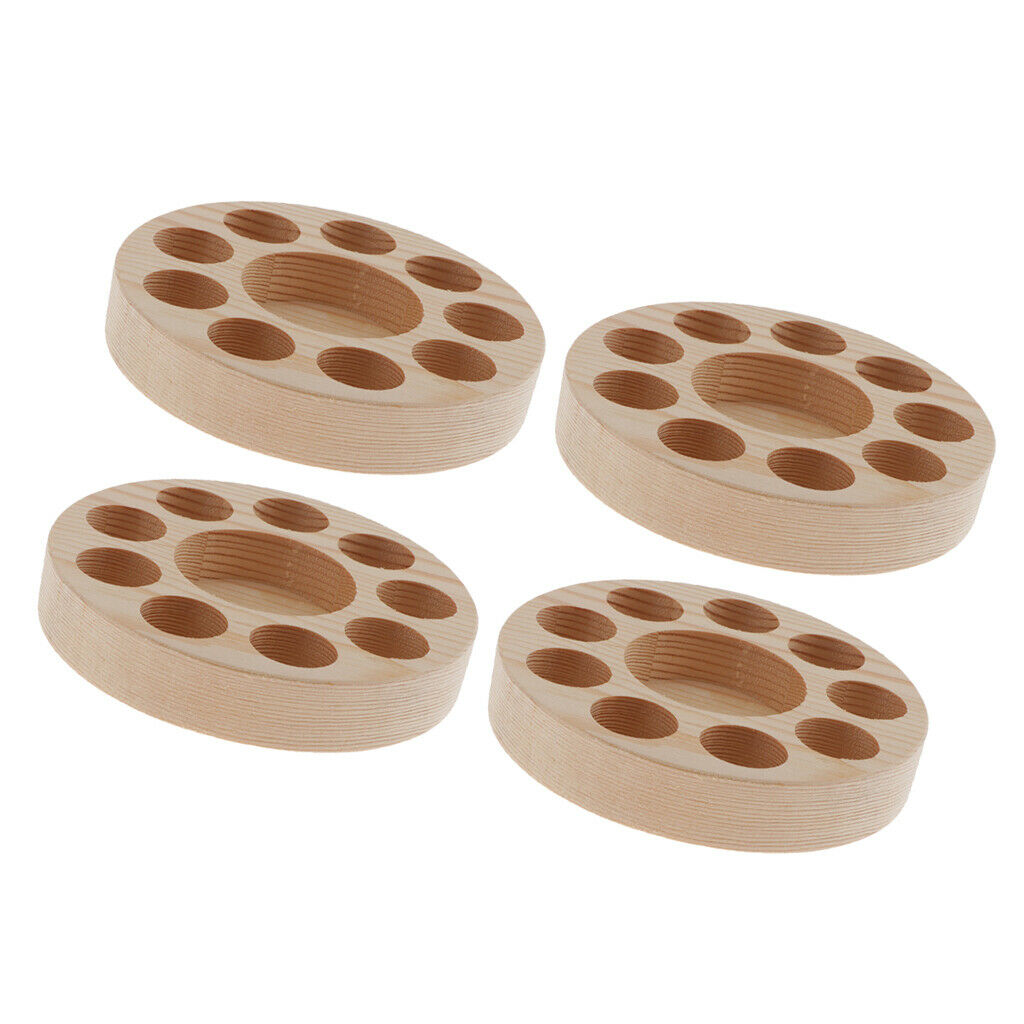 4Sets Round Wood Essential Oil Case Display Stand Storage Organizer Rack 10Slot