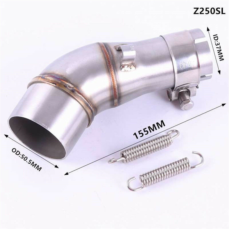 Muffler Link Pipe+Fasteners Ring+Tension spring For Motorcycle Exhaust Mid Pipe