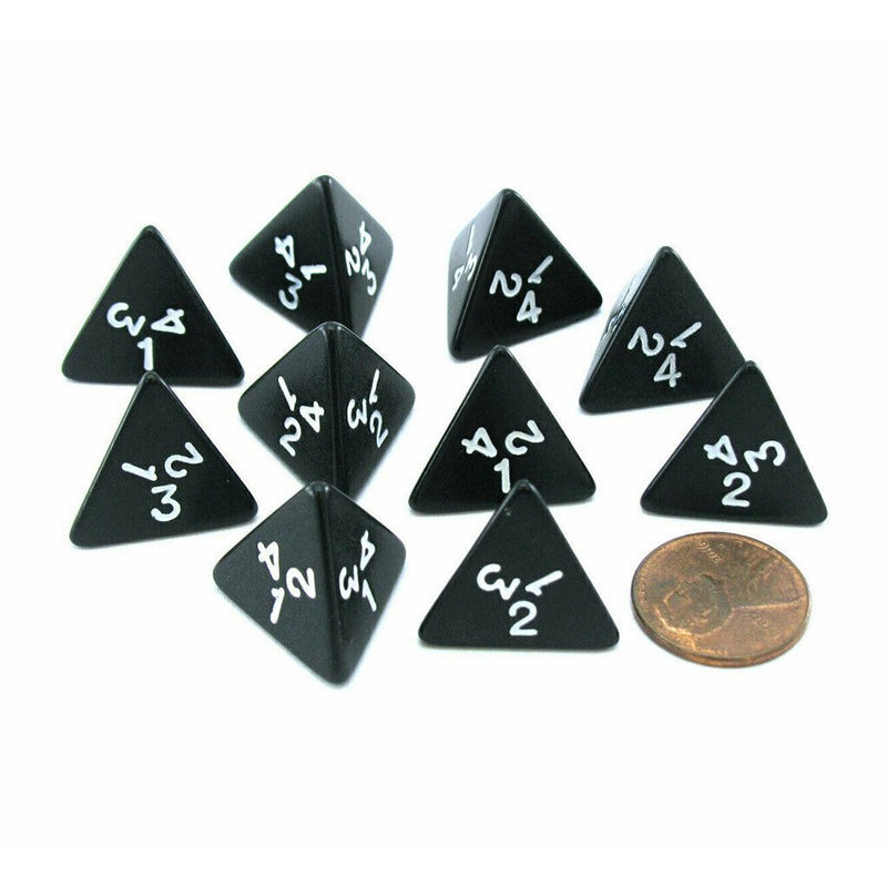 10x D4 Dices 4 Sided Dice for DND RPG Board Game Casino Supplies Props Black