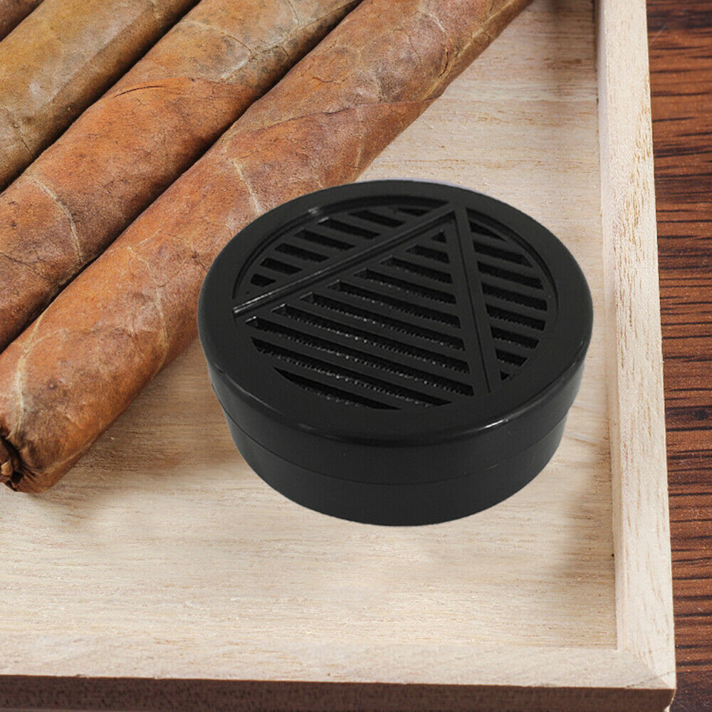 2x Round Tobacco Cigar Humidor Humidifier 70% Crystal Smoking Accs Black ABS