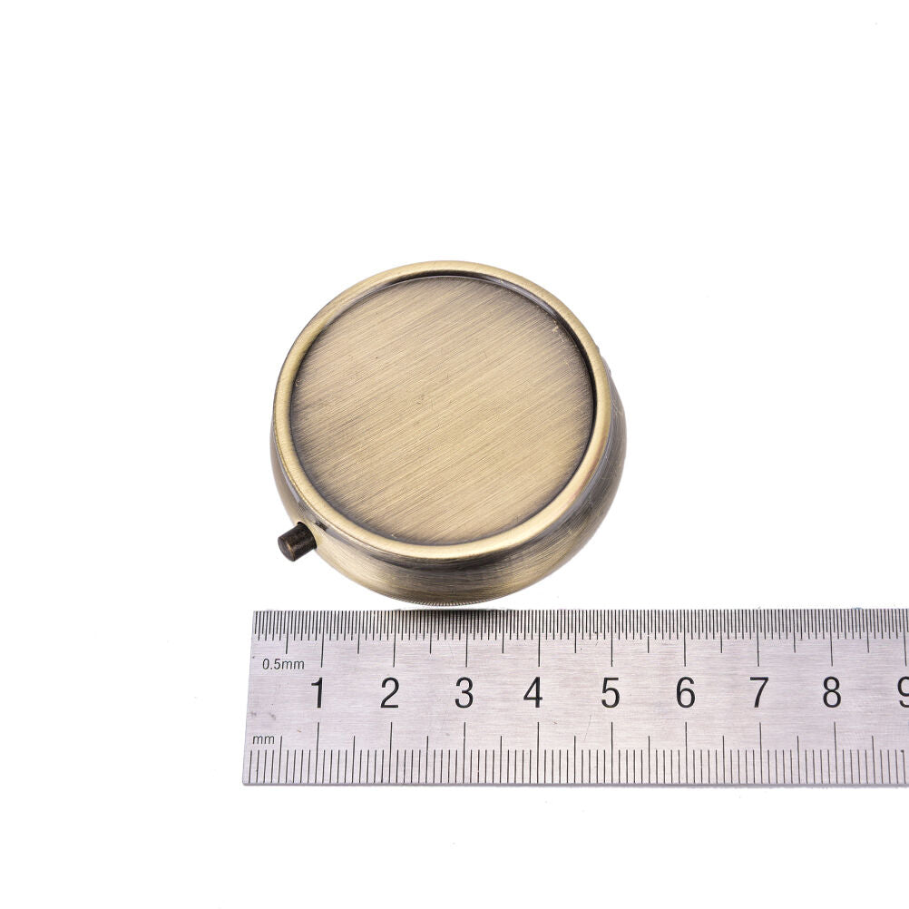 Metal Round Pill Box Medicine Organizer Container Jewellery Case Storage B Lt