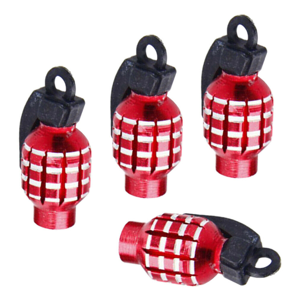 4Pcs/set Aluminum Red Alloy Tire Rim Valve Air Port Dust Cover Stems