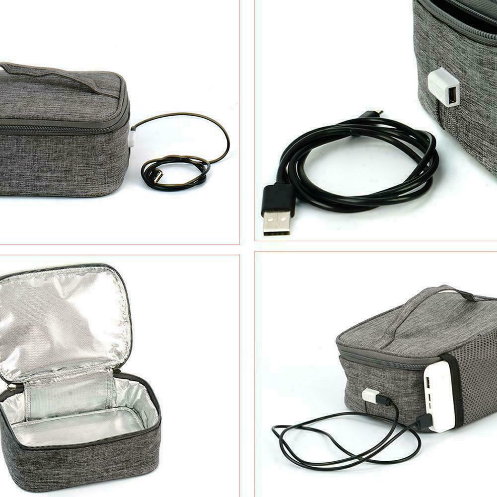USB Thermal Insulation Lunch Food Box Warmer Heating Container Bag Storage Q9F2