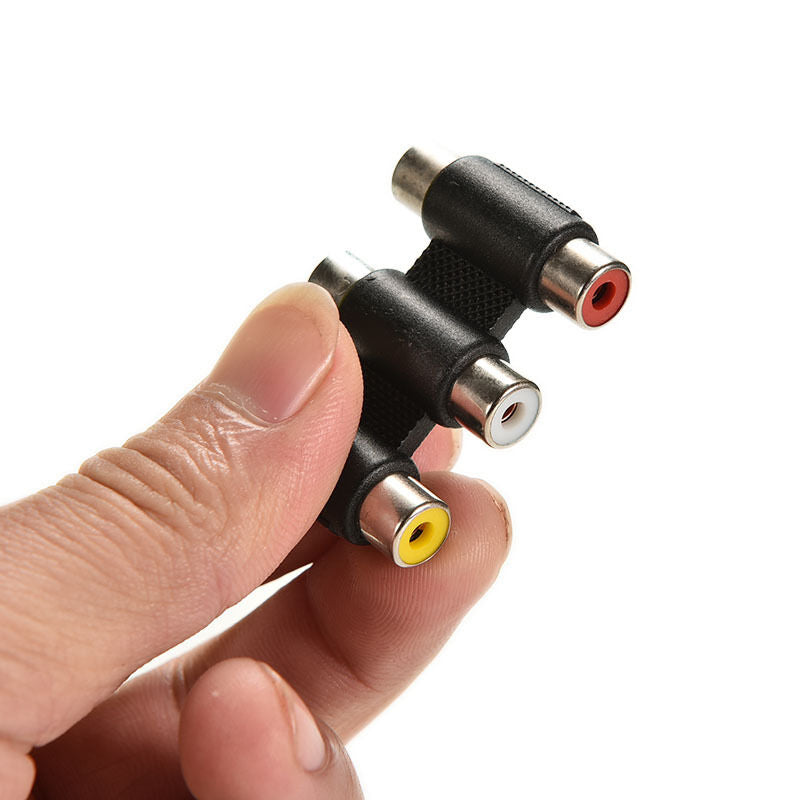 Audio Video Connector 3 RCA AV Coupler Adapter 3RCA Female to Female .l8