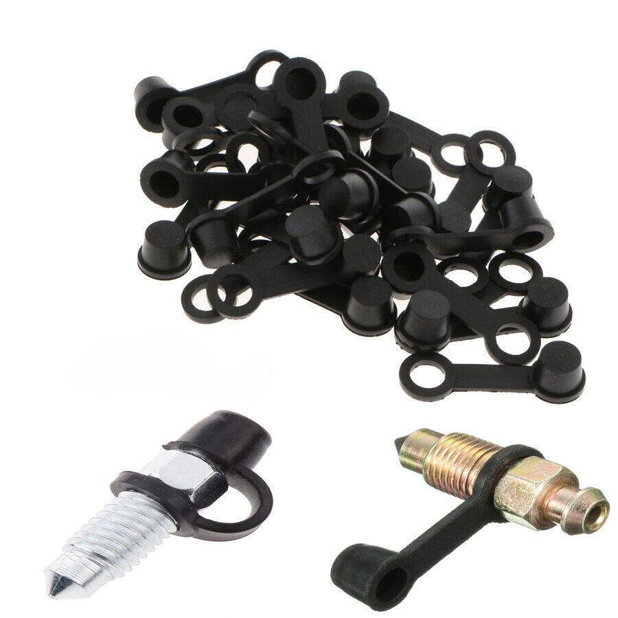 50 Pcs Motorcycle Car Brake Bleeder Screw Caps Black Rubber Dust Cover Universal