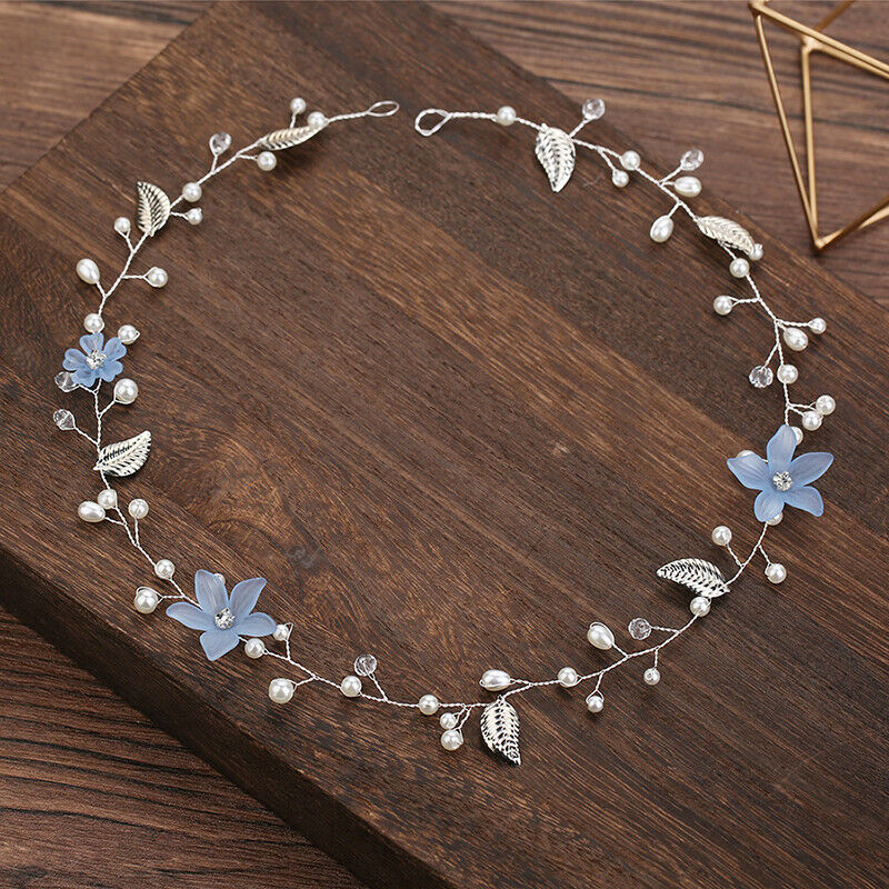 Girl Light Blue Flower Hairband Headdress Bridal Wedding Headband Women P.l8