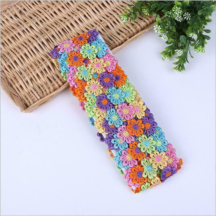 5 Yards Embroidered Flowers lace Trim decoration Clothing/hat Appliques Sewing