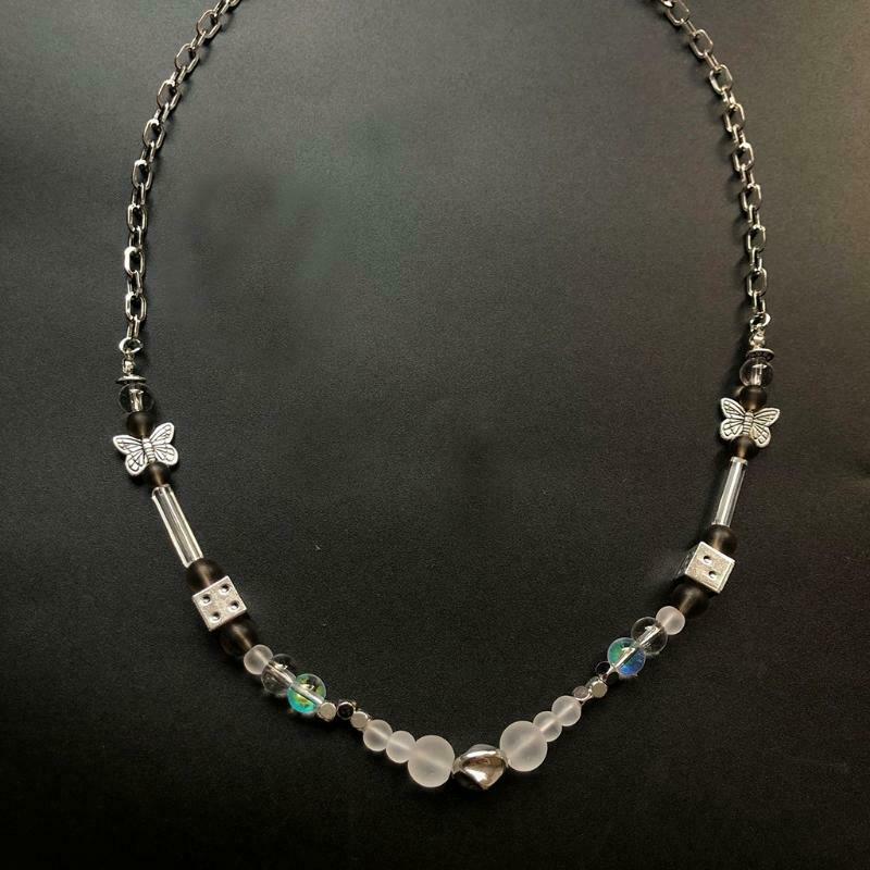 Butterfly Adjustable Choker Lucky Dice Beaded Stainless Steel Chain Necklace
